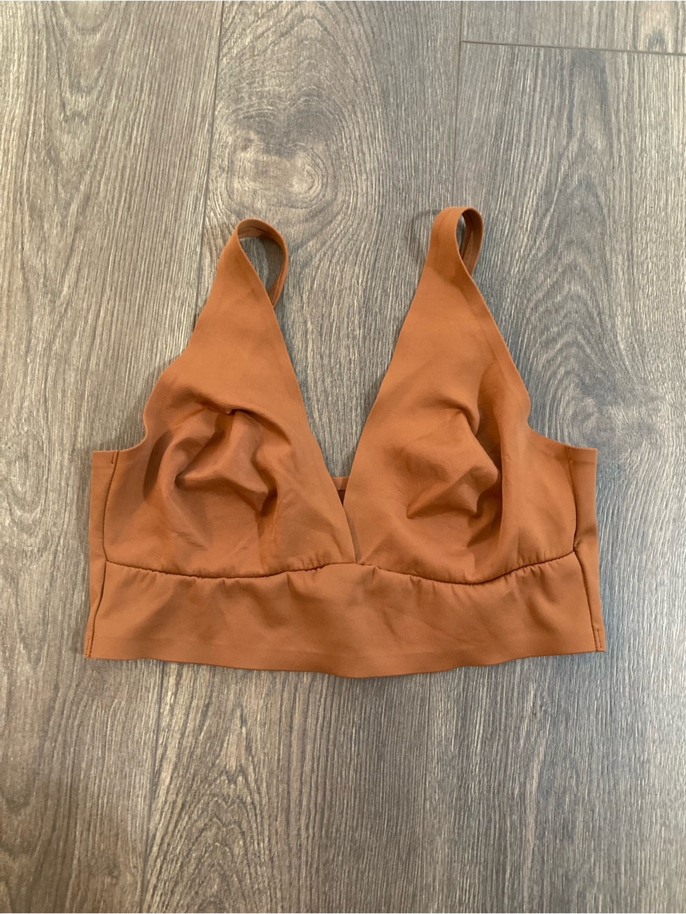 Auden Unlined Longline Bralette Brown Size Large Wireless